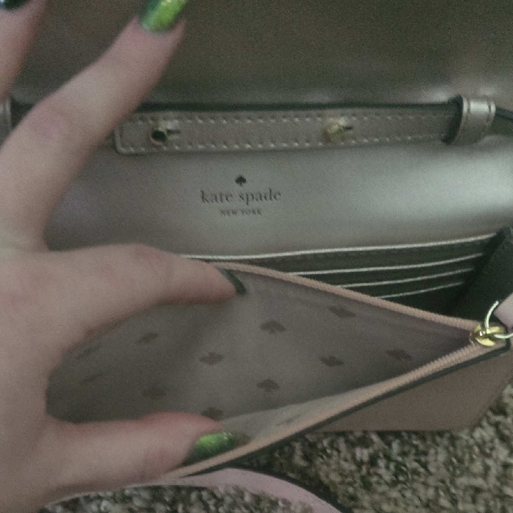 Kate Spade Blush Pink & Metallic Pink Aztec Crossbody Bag (EUC)(LIKE NEW)💕♠️💕 - Picture 8 of 12